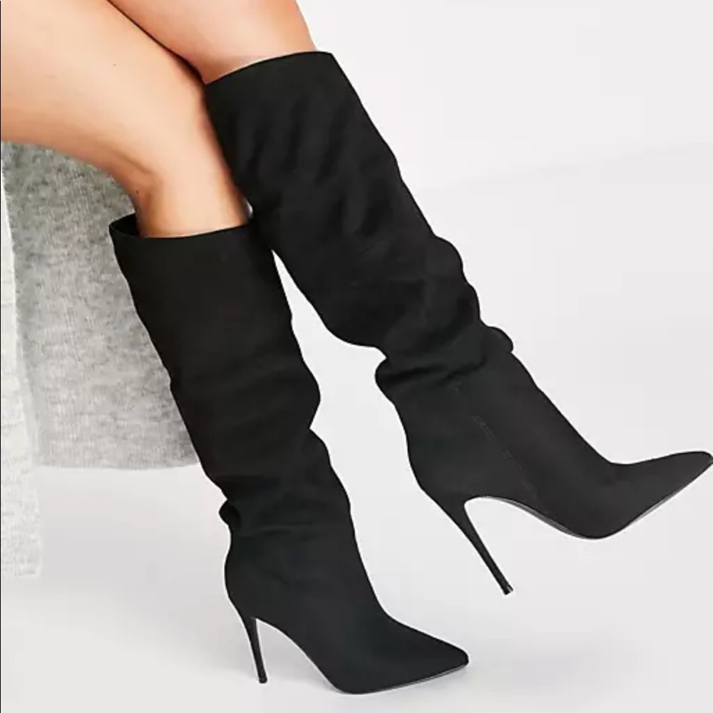 Steve Madden Dakota Black Suede Knee High Boots Size 8.5